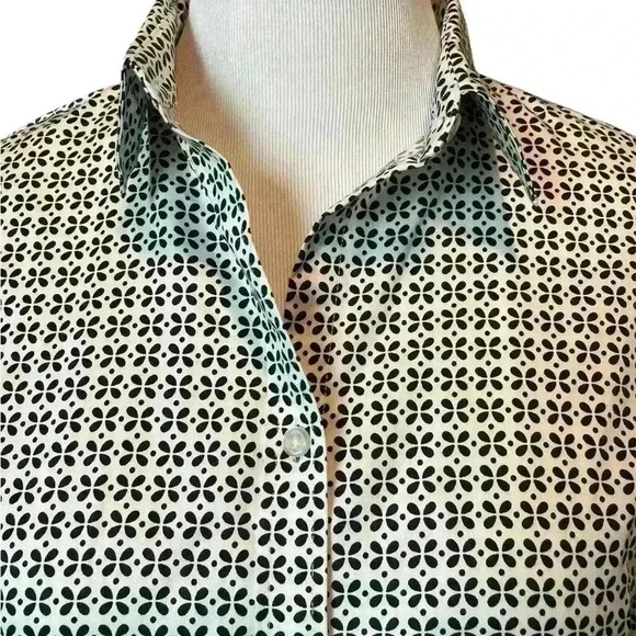 Banana Republic non Iron Fitted black and white  top Size 14 - Picture 1 of 5